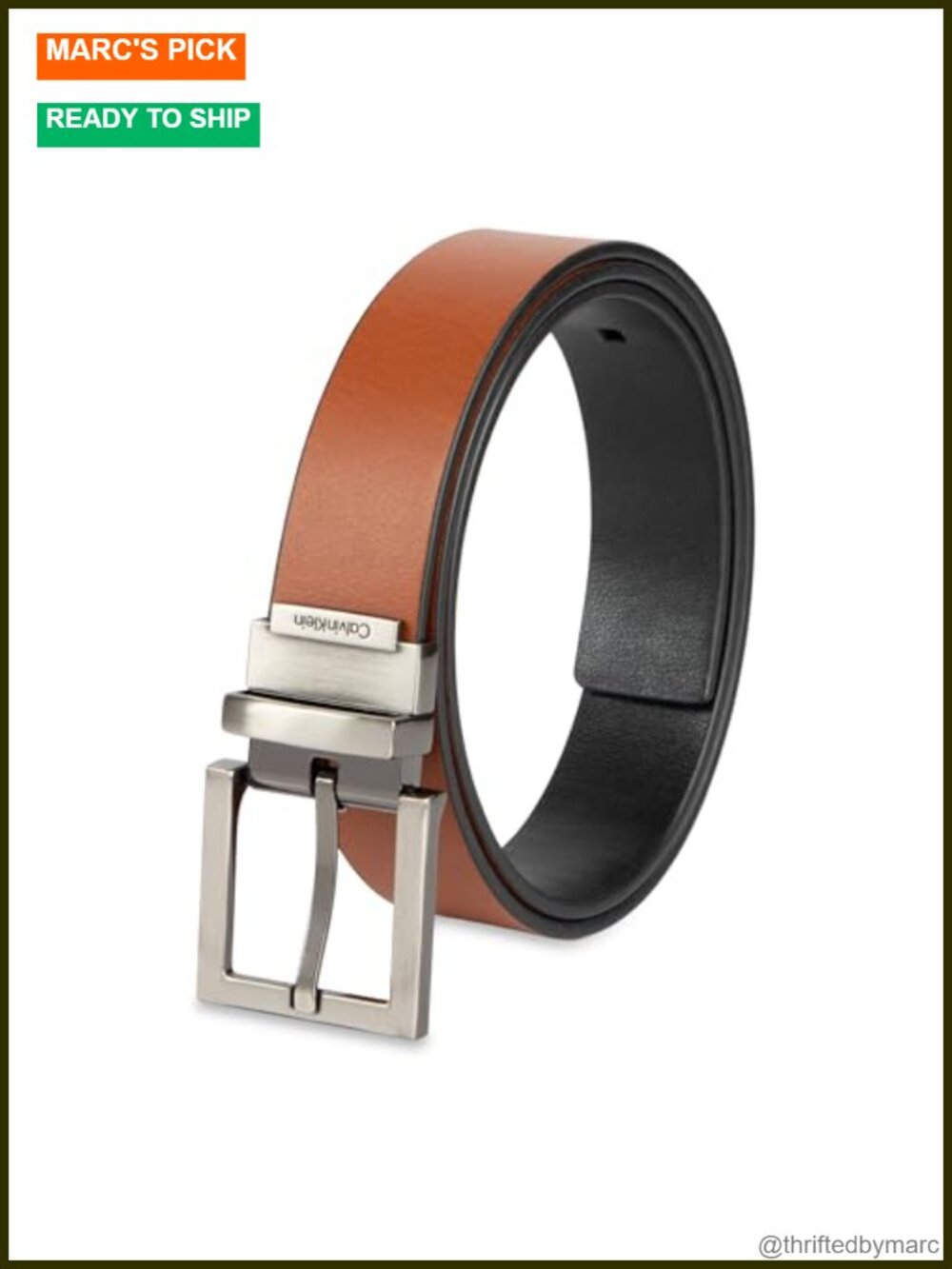 Reversible Leather Belt 2-in-1 Dress Belt Adjustable Blunt Tip